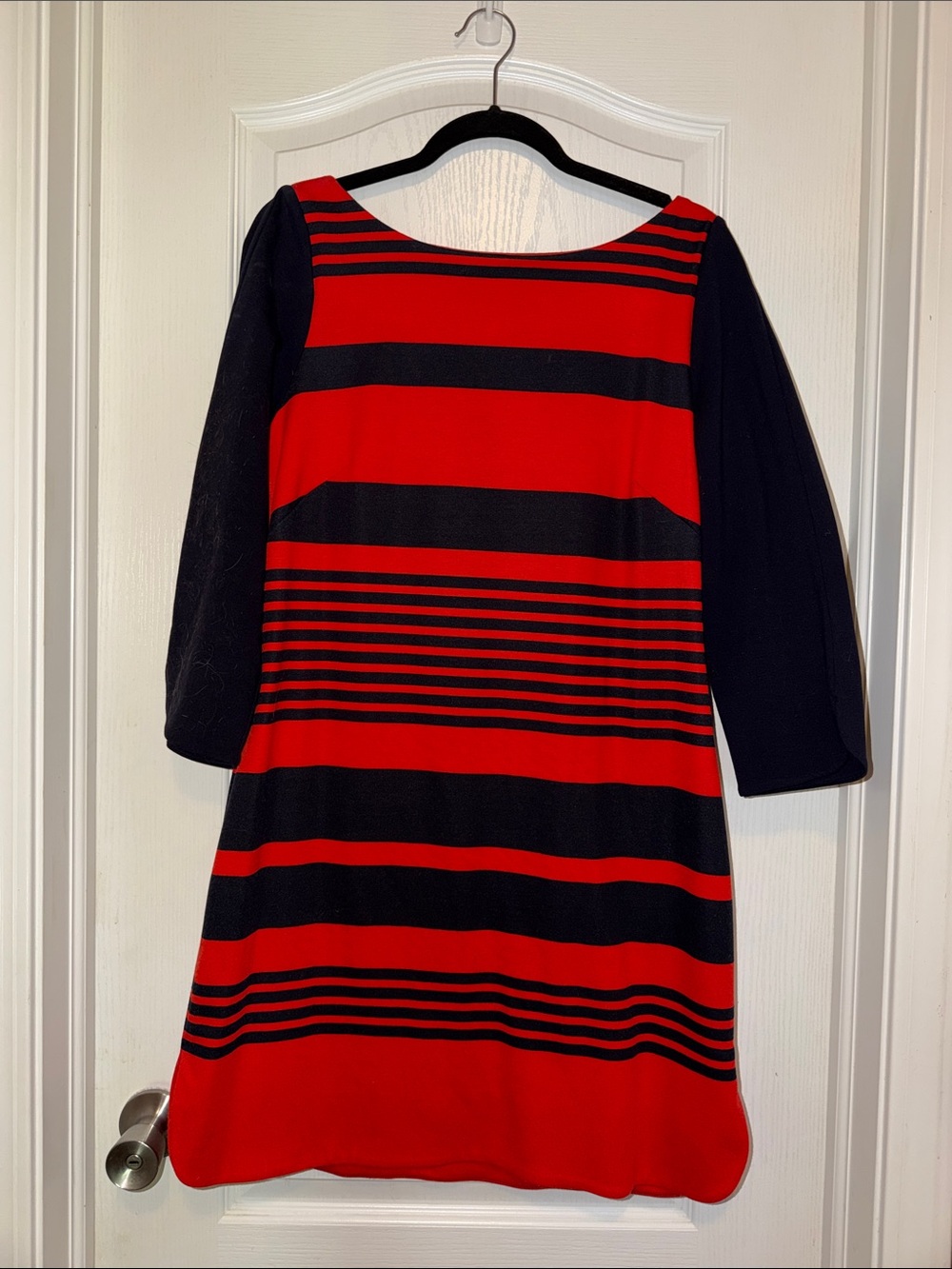 Orange and Blue Striped Women's Shift Dress